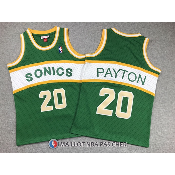Maillot Enfant Seattle Supersonics Gary Payton NO 20 Historic Retro Vert